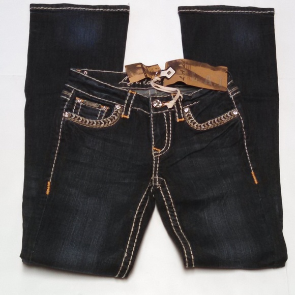 LA Idol Jeans Flap Pockets Stretch Bling Stitched - Picture 3 of 8